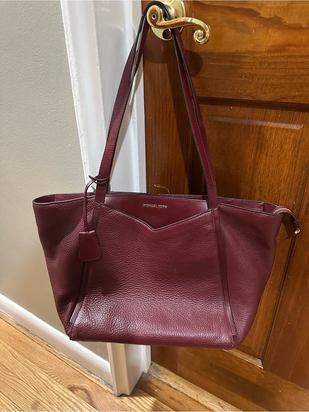 Michael Kors Wine Leather Shoulder Tote